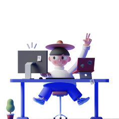 illustration: man at computer